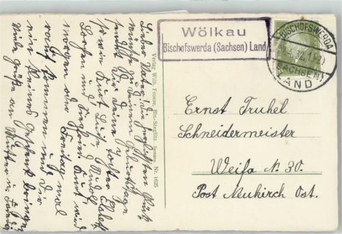 01877 O8501 Wölkau b Bischofswerda - Landpoststempel Geburtstag Blumen
