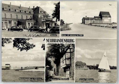 Neubrandenburg Bahnhof Tollensesee Wiekhaus Mönchturm Bootsanlegestelle