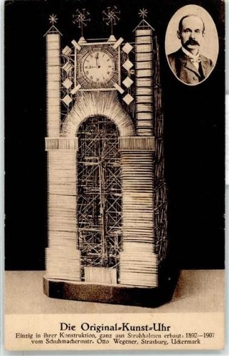 Original-Kunst-Uhr aus Strohhalmen