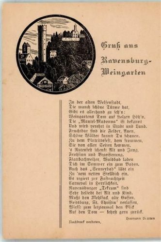 Weingarten Gedicht Ravensburg Hermann Beutten