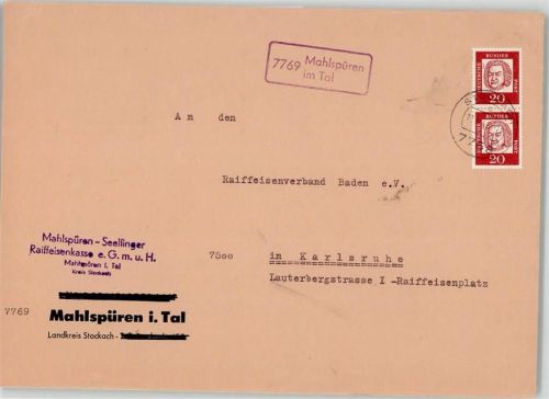 Mahlspüren i.T. Posthilfsstellenstempel Vorderseite