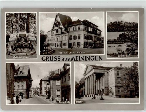 Meiningen Bechsteinbrunnen Georgstraße Tabakwarenhandlung Hotel Sächsischer Hof Theater Landsberg