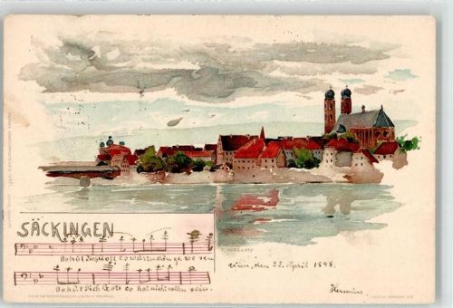 Bad Säckingen 1898 signiert Voellmy