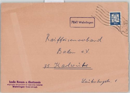 Welmlingen Posthilfsstellenstempel Vorderseite