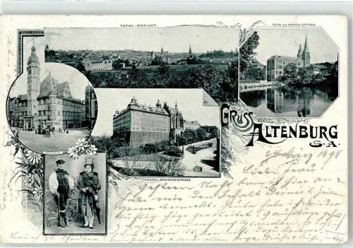 Altenburg 1898 Herzogliches Residenzschloss Rathaus Tracht Teich