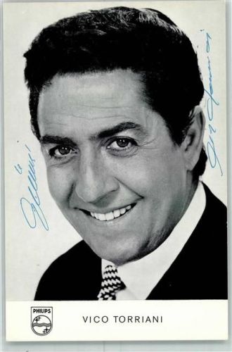 Vico Torriani Autogramm origin. Unterschrift golden AKG-Mikrophone