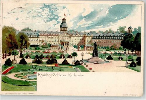 Karlsruhe 1897 Residenz Schloss sign. Kley