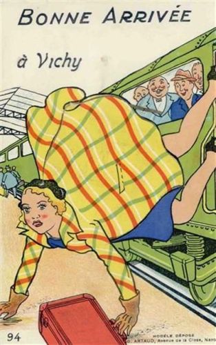 Vichy Vichy (Frankreich) Leporello, Frau fällt aus dem Zug I-II