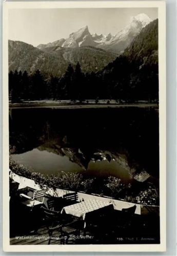 Bischofswiesen 1933 Watzmannspiegelung am Böcklweiher Verlag Ammon Hüttenstempel Böckelweiher