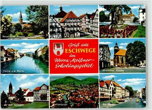 Eschwege Neustädter Kirche Rathaus Schloss Markt VW Käfer Fliegeraufnahme Werra