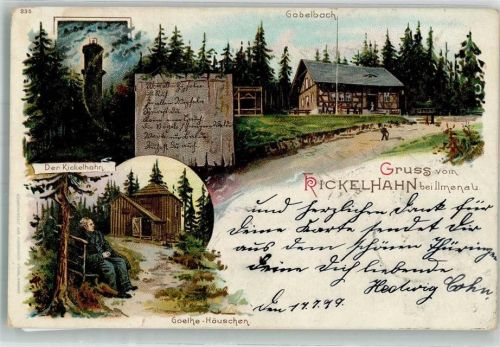 Ilmenau 1899 Gasthaus Kickelhahn Goethe-Häuschen Aussichtsturm