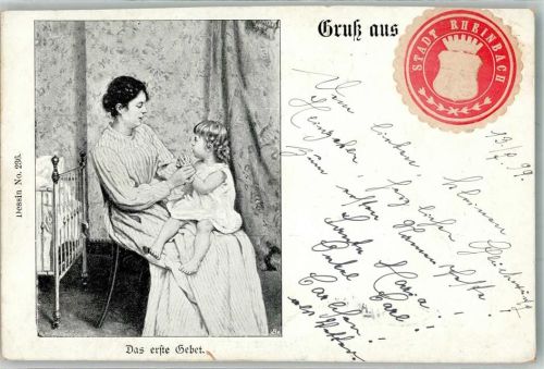 Rheinbach 1899 siegelmarke Stadt Rheinbach Mutter mit Kind Das erste Gebet