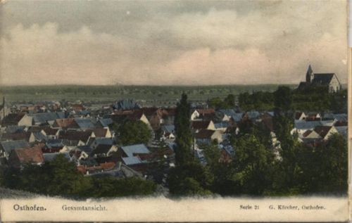 Osthofen Osthofen (6522) Mechanik-Karte mit Leporello Gesamtansicht II- (Leporello lose, Karte teilt sich)