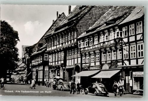 Einbeck 1956 VW Käfer Geschäft Marktplatz Fachwerkhäuser