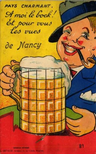 54000 Nancy - Nancy (Frankreich) Leporello Bierkrug I-II (fleckig RS)