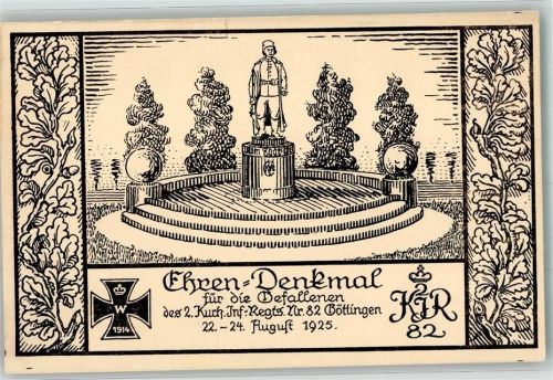 Göttingen Ehrendenkmal für die Gefallenen 1925 Feldpostkarte Nr. 1