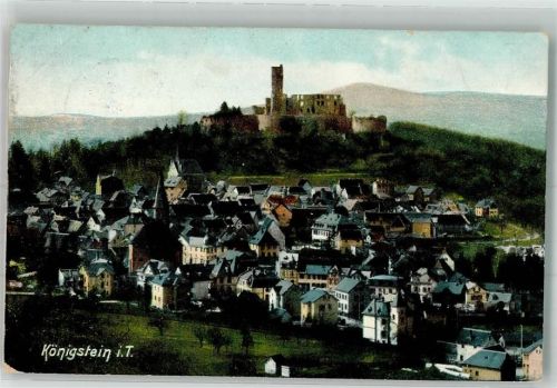 Königstein 1909 Burgruine Königstein über den Dächern der Altstadt Verlag Zieher, Ottmar