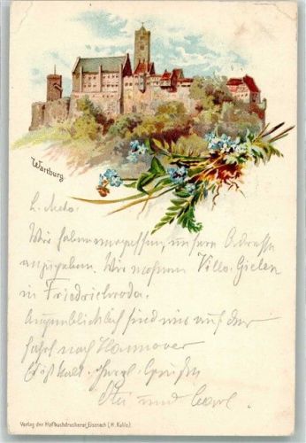 Wartburg 1916 Burg Blumen Lithographie