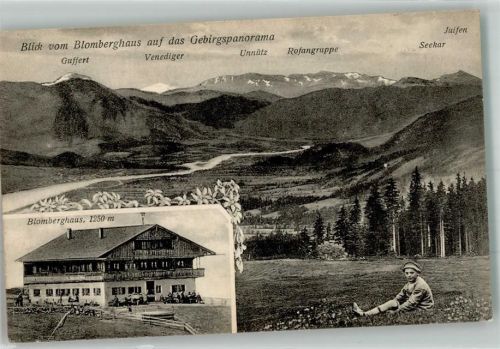 Wackersberg Gasthaus Blomberghaus mit Alpenpanorama Verlag August Zerle No. 3957 Hüttenstempel