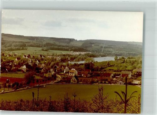Amecke Panorama des Ortes mit Pfarrkirche St. Hubertus und Sorpesee Foto Original aus Archiv eines Ansichtskartenverlags Ort handschriftlich