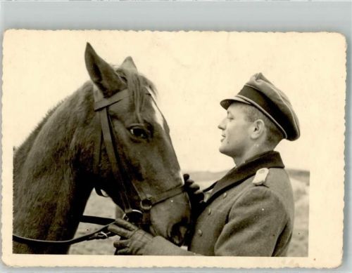 Offizier in Uniform mit seinem Pferd