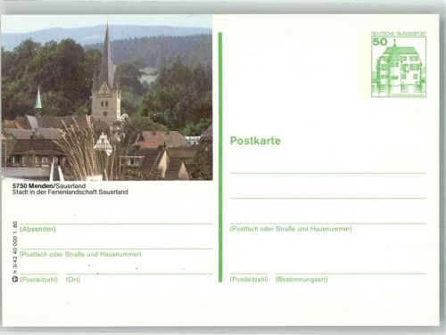 58706 W5750 Menden Sauerland Ganzsache