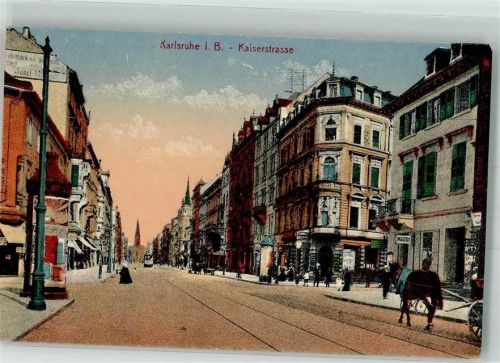 Karlsruhe Kaiserstrasse Litfaßsäule Straßenbahn