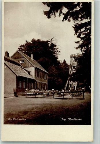 Gernrode 1931 Gasthaus Aussichtsturm auf der Viktorshöhe Fotograf Oberländer Verlag Julius Simonsen 46582 Hüttenstempel Ort lt. Stempel