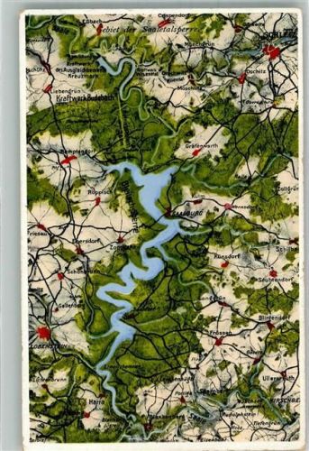 Saalburg Landkarte der Saaletalsperre von Schleiz bis Lobenstein