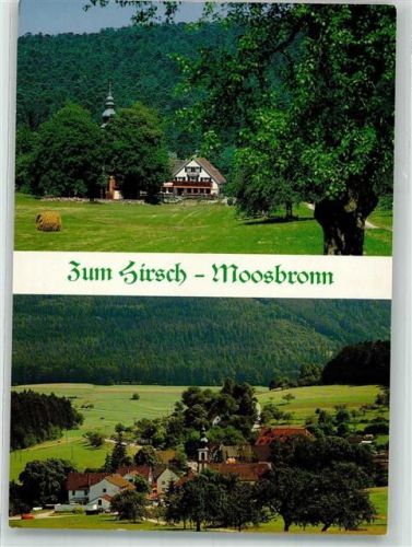 Moosbronn Hotel Gasthaus Cafe Zum Hirsch mit Panorama des Ortes