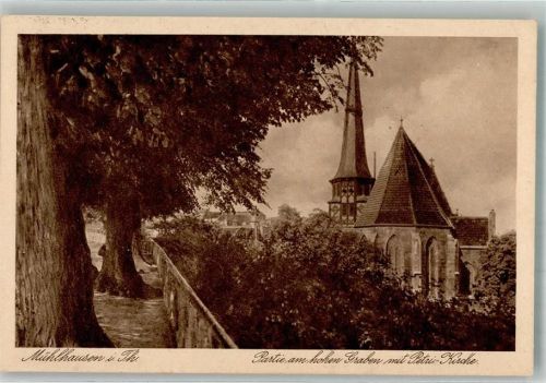 Mühlhausen 1935 Hoher Graben mit Petrikirche