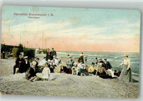 Brunshaupten 1910 Strandszene Strandkörbe