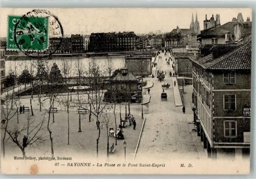 Bayonne 1912 La Place et le Pont Saint-Esprit Briefmarke Bildseite