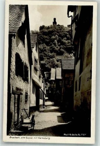 Braubach 1939 Alte Gasse Marksburg Bahnpost Köln