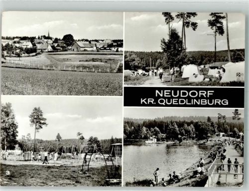 Harzgerode Panorama von Neudorf Campingplatz am Birnbaumteich mit Spielplatz Fotograf Pingel VEB Bild und Heimat