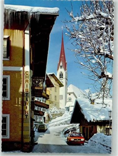 Hippach-Schwendberg Dorfstrasse Gasthaus Christlwirt Kirche Auto Winter
