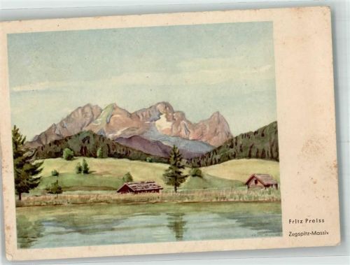 Zugspitze sign. Preiss, Fritz Zugspitzmassiv