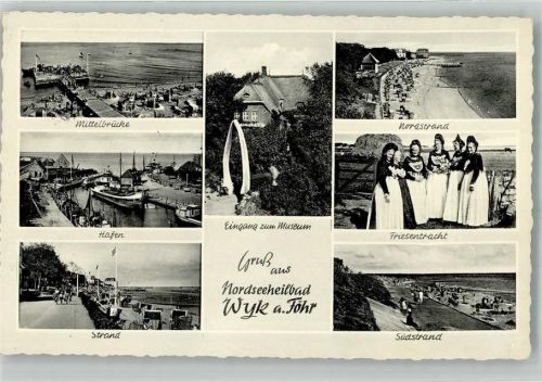 Wyk 1960 Friesen- Tracht Hafen Strand Museum