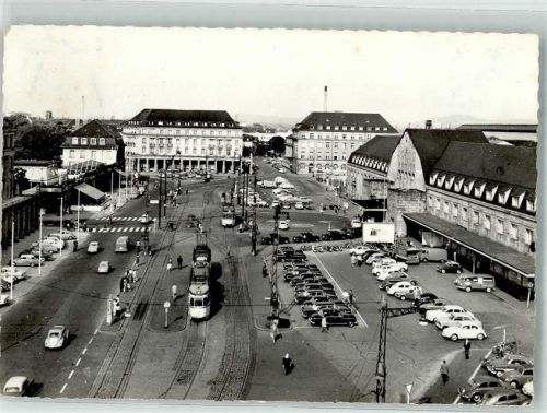 Karlsruhe 1965 Bahnhofsplatz str Auto Bahnhof