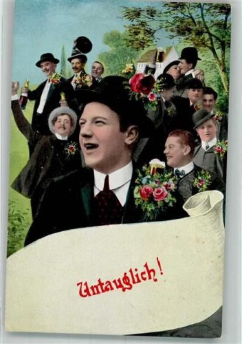 Junge Männer feiern ihr Untauglich! nach der Musterung L & P 5559