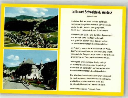 Schwalefeld Panorama des Ortes Fotograf Werner mit Heimatgedicht von Friedrich Emde