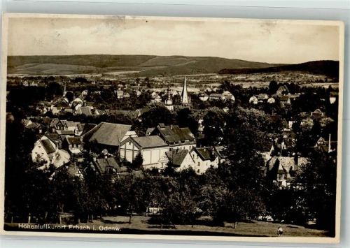 Erbach 1936 Panorama des Ortes mit Ev. Stadtkirche und Schloss Erbach Verlag Gerling Nr. 2374