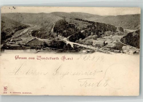 Wendefurth 1899 Panorama des Ortes mit Bodebrücke Verlag Lederbogen 252