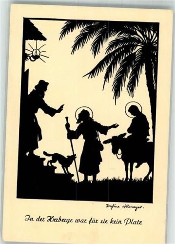 Scherenschnitt Jesus und Maria auf einem Esel auf Quartierssuche Nr. 143