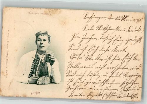 1897 Junger Mann mit Bier und Pfeife Fotograf Sinner