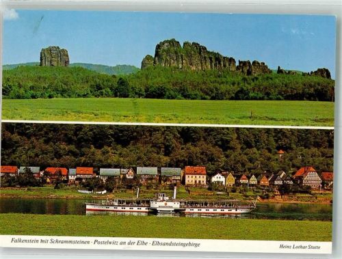 Postelwitz Foto Lothar Stutte Raddampfer Königstein Falkenstein m. Schrammsteinen