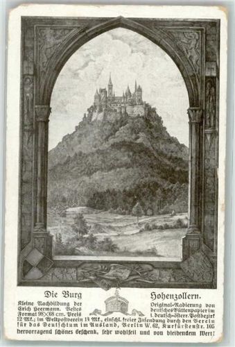 Hohenzollern Burg Foto nach Radierung sign. Heermann, E.