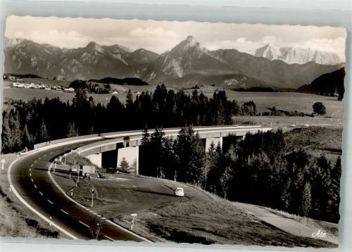 Nesselwang Wertachbrücke mit Säuling und Zugspitze Verlag Tanner Nr. 2197