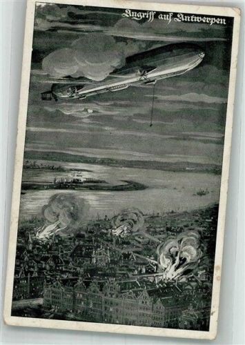 Antwerpen Anvers AngriffZeppelin K.D. Feldpoststation Nr. 121 Armierungs Bataillon 2. Kompagnie Luftflottenverein 1916 Gebrauchsspuren