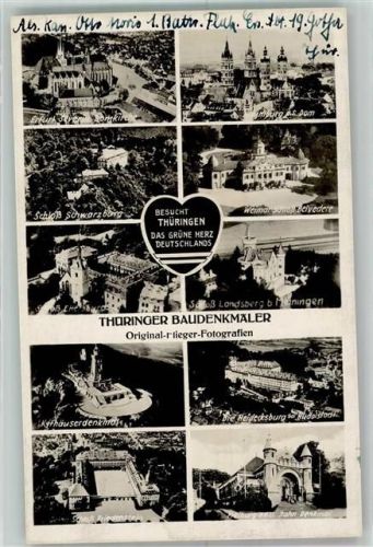 Gotha 1941 Feldpost WK II Fliegeraufnahme Thüringer Bau- Denkmal Schloss Kyffhäuser Denkmal